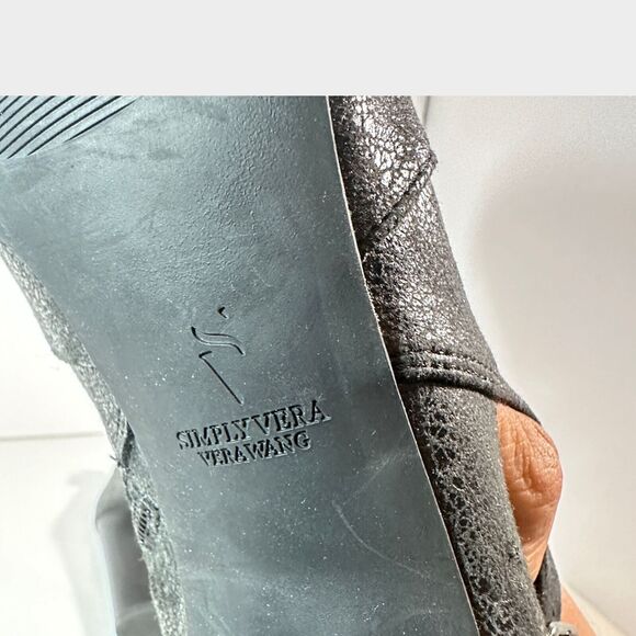 Studded Ankle Boots Sz 9 Simply Vera Faux‎ Leather Peep-Toe Goth Boho Moto Style - Picture 10 of 11